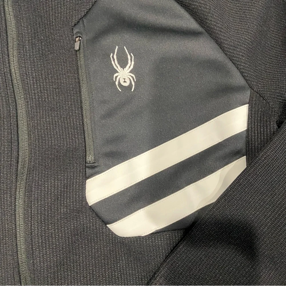 Spyder Wengen Bandit Jacket Men's Black Fleece Full-Zip Alpine Outerwear Large - Picture 3 of 4